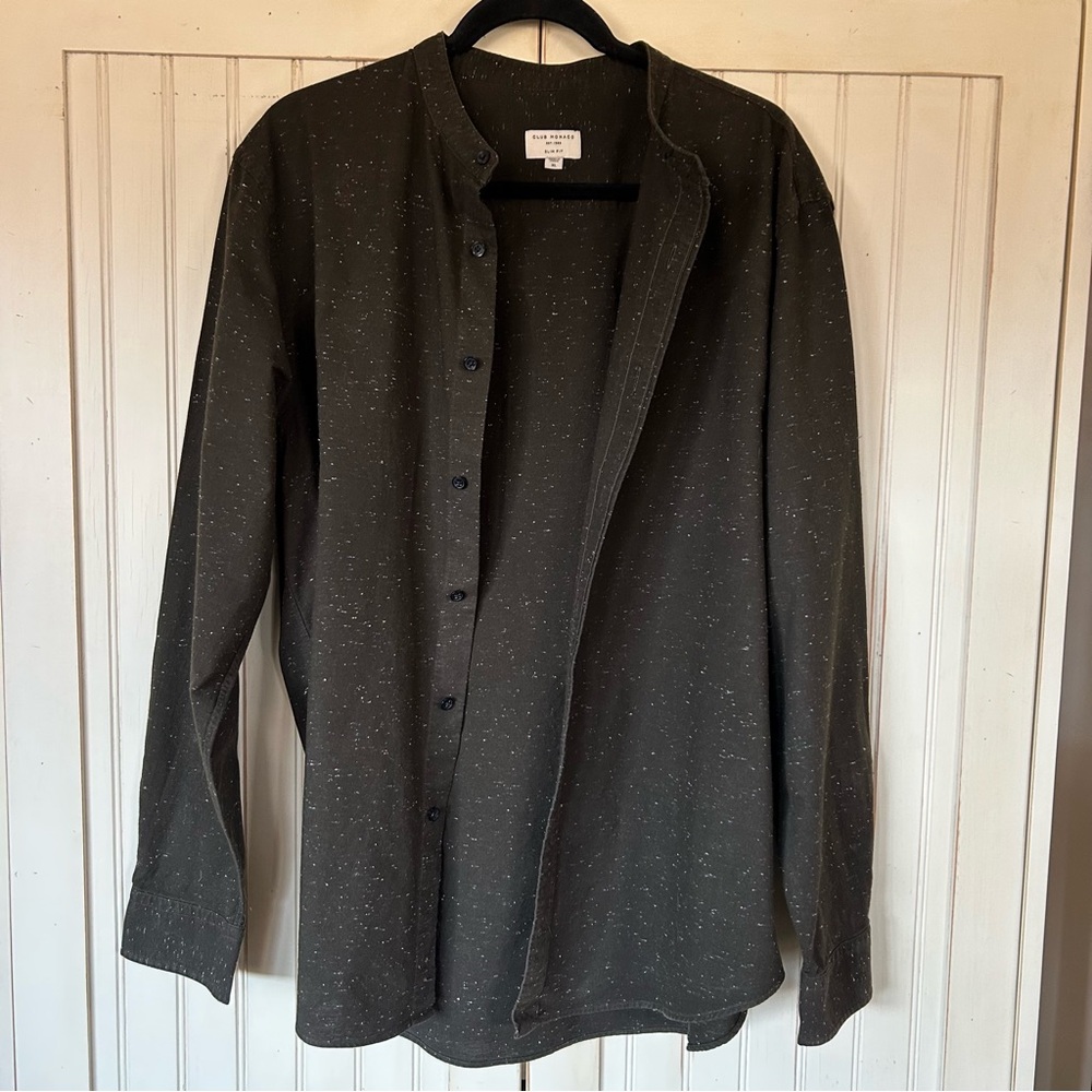 Club Monaco Slim Fit Long-Sleeve Donegal Cotton Blend Shirt Sz XL EUC